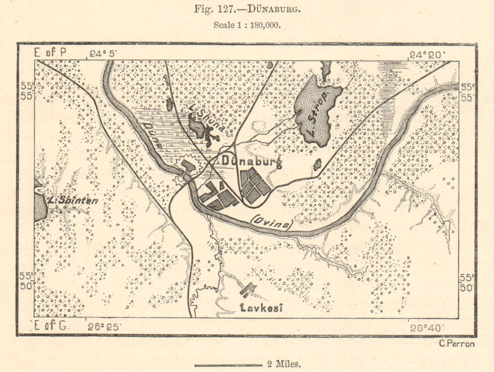 Dunaburg. Daugavpils & environs. Latvia. Sketch map 1885 old antique chart